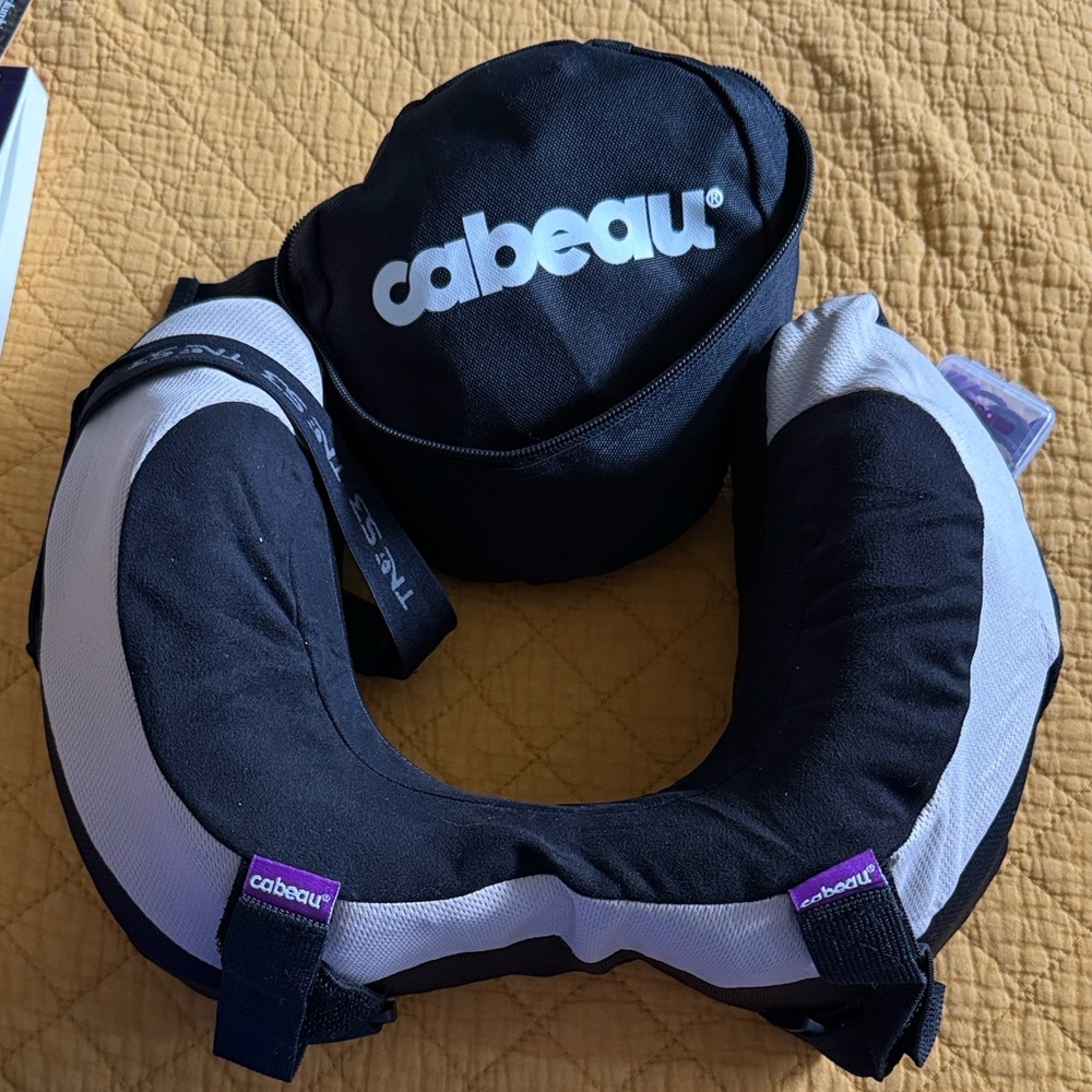 Cabeau Black and Gray Travel Neck Pillow with Carry Case